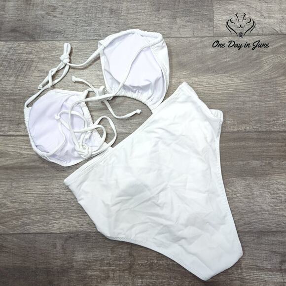 Sweatyrocks High Waist Halter Cut Out One Piece Swimsuit Size L - Picture 3 of 3